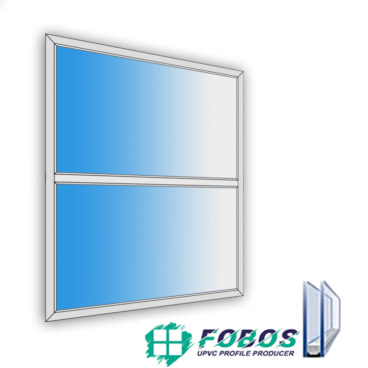 پنجره ثابت یا فیکس دو جداره UPVC فوبوس - طرح با کتیبه